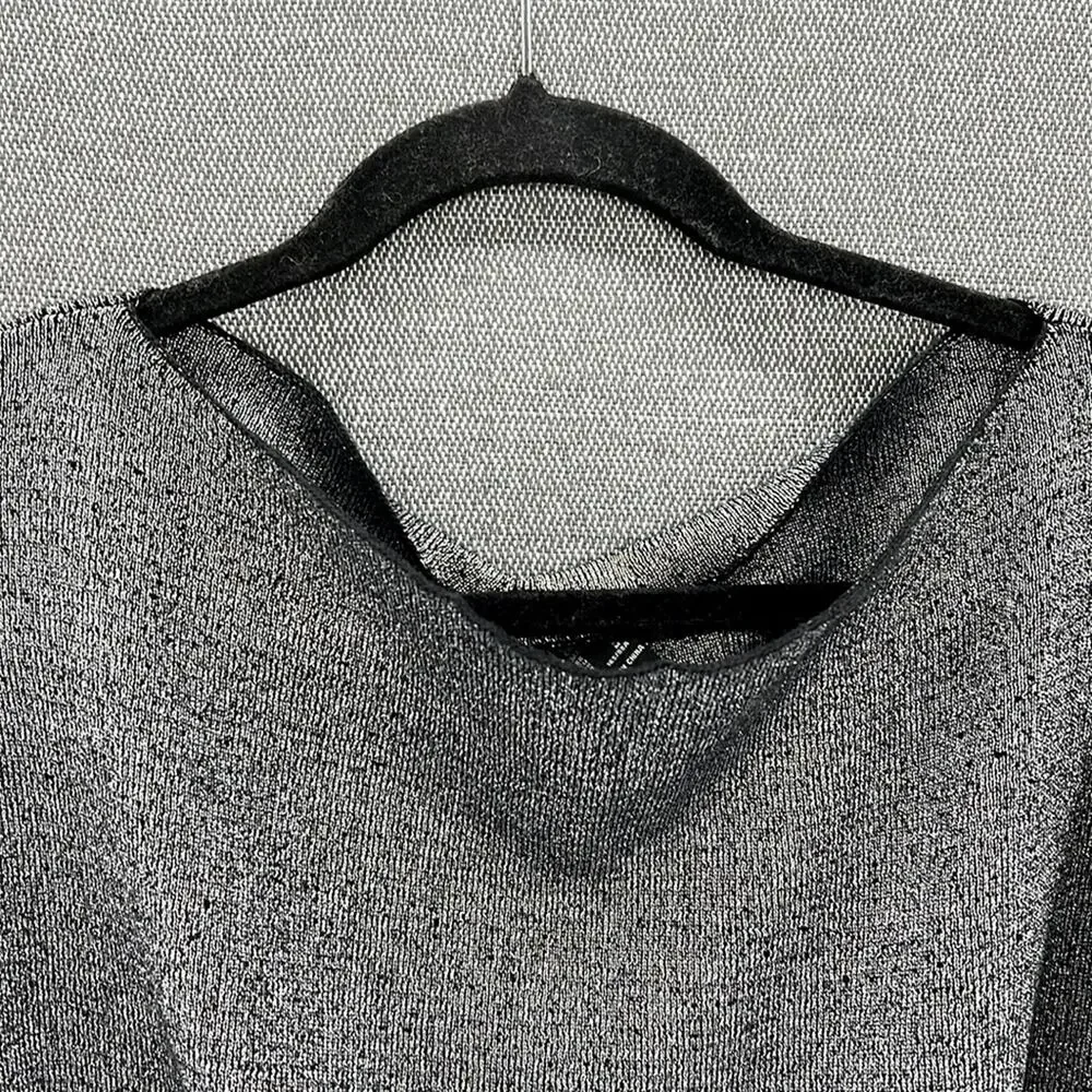 Forever 21 Cowl Neck Long Sleeve Cropped Silver Yarn Knit Sparkly Sweater Size M - Picture 2 of 8
